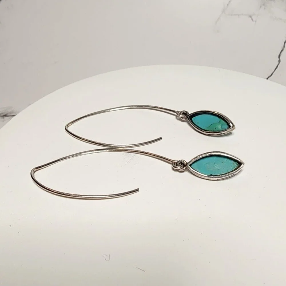 925 Silver Drop Earrings with Turquoise colored stone